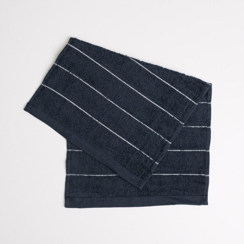 Рушник махровий кухонний зі смужками 30х50 см 400г/м2 GM Textile (Чорний)